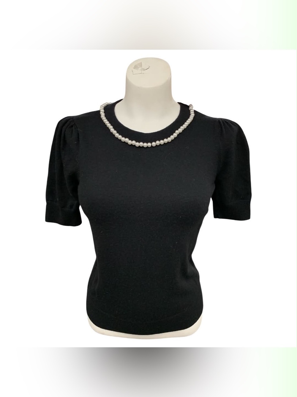 Kate Spade Black Short Puff Sleeve Knit Top Size S
